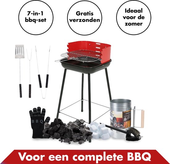 Luxe Barbecue Set met Houtskoolbarbecue Houtskoolstarter Houtskool  Aanmaakblokjes... | bol.com