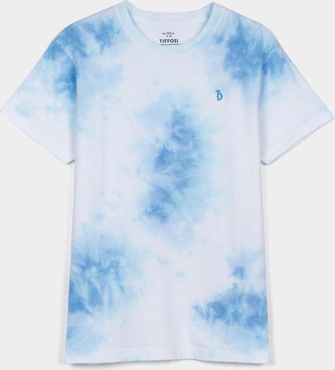 Tiffosi T-shirt jongens wit/blauw tie dye maat 176