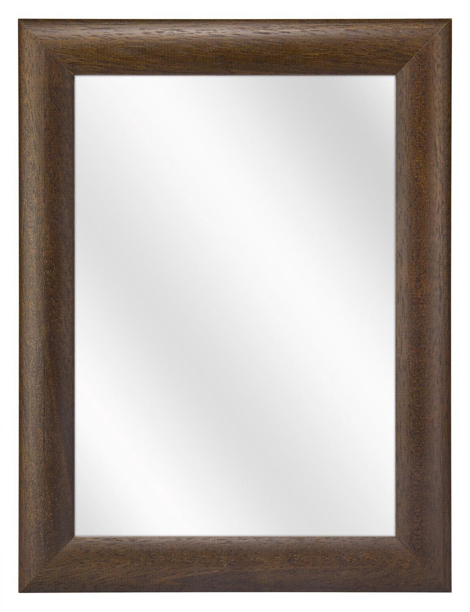 Spiegel met Ronde Houten Lijst - Koloniaal - 24 x 30 cm
