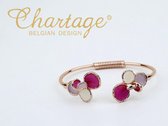 Chartage bangle armband in rosé met fuschia, roze en witte enamel