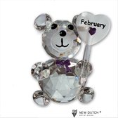 Kristallen beer met edelsteentje Amethist, Februari, geboortesteen
