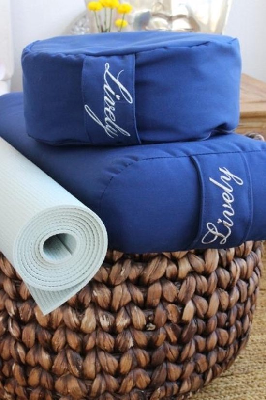 Meditatiekussen - Meditatiekussen-yoga kussen - yoga prop - yoga artikelen - yoga accessoires -biologisch boekweit- blauw van MEDI — afbeelding 3