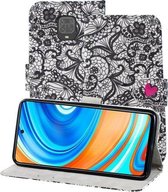 Voor Xiaomi Redmi Note 9 Pro 3D-schilderijpatroon Gekleurde tekening Horizontale flip PU-lederen hoes met houder & kaartsleuven & portemonnee & lanyard (kanten bloem)