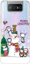 Voor ASUS Zenfone 7 Pro ZS671KS Christmas Series Transparante TPU beschermhoes (Penguin Family)