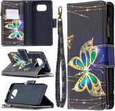 Voor Xiaomi Mi Poco X3 Gekleurde Tekening Patroon Rits Horizontale Flip Lederen Case met Houder & Kaartsleuven & Portemonnee (Grote Vlinder)