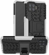 Voor OPPO F17 Pro Tyre Texture Shockproof TPU + PC beschermhoes met houder (wit)