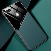 Voor OPPO A7 (2018) / A5s / A12 All-inclusive lederen + organische glazen beschermhoes met metalen ijzeren plaat (groen)