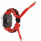 Gevlochten Paraplukoordriem Voor Apple Series 6 & SE & 5 & 4 44mm / 3 & 2 & 1 42mm (Zwart Rood)