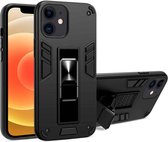 2-in-1 pc + TPU schokbestendige beschermhoes met onzichtbare houder voor iPhone 12 mini (zwart)