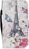 3D Diamond Encrusted Painting Pattern Gekleurde tekening Horizontale Flip PU lederen tas met houder & kaartsleuven & portemonnee voor LG Stylo 4 / Q Stylus (Eiffeltoren)