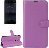 Voor Nokia 5 Litchi Texture Horizontale Flip Leren Case met Houder & Kaartsleuven & Portemonnee (Paars)