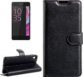 Voor Sony Xperia E5 Litchi Texture Horizontale Flip Leren Case met Magnetische Gesp & Houder & Kaartsleuven & Portemonnee (Zwart)