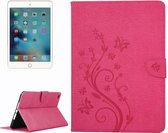 Voor iPad mini 4 Geperst Bloemen Vlinder Patroon Horizontale Flip PU Lederen Case met Magnetische Gesp & Houder & Kaartsleuven & Portemonnee (Magenta)