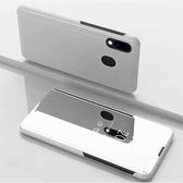 Galvaniserende spiegel horizontale flip lederen tas voor Galaxy A30 / A20, met houder (zilver)