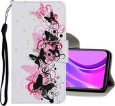 Voor Xiaomi Redmi 9A Gekleurd tekeningpatroon Horizontale flip lederen tas met houder & kaartsleuven & portemonnee (vlinder)