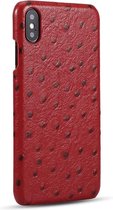 Struisvogel textuur hoofdlaag rundleer achterkant hoes voor iPhone XS / X (rood)