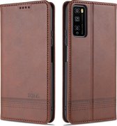 Voor Huawei Enjoy 20 Pro / Enjoy Z 5G AZNS Magnetische Kalfsstructuur Horizontale Flip Leren Case met Kaartsleuven & Houder & Portemonnee (Donkerbruin)