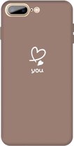 Voor iPhone 8 Plus / 7 Plus Love-heart Letter Pattern Colorful Frosted TPU telefoon beschermhoes (kaki)