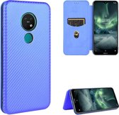 Voor Nokia 7.2 & 6.2 Carbon Fiber Texture Magnetische Horizontale Flip TPU + PC + PU Leather Case met Card Slot (Blue)