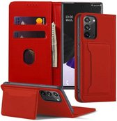 Voor Samsung Galaxy Note20 5G Sterk magnetisme Schokbestendig Horizontaal Flip Vloeistofgevoel lederen tas met houder & kaartsleuven & portemonnee (rood)