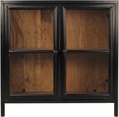 Vitrinekast Kingston - 90x40x90 - naturel/zwart - acacia/ijzer/glas