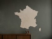 HOUTEN WANDDECORATIE / WOODEN WALL DECORATION - MUURDECORATIE / WALL ART - LANDKAART FRANKRIJK / COUNTRY MAP FRANCE - 33 x 32cm - LICHT HOUT / NATURAL WOOD - WANDFIGUUR FRANCE - EC