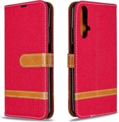 Voor Huawei Honor 20S Kleuraanpassing Denim Textuur Horizontaal Flip Leren Case met Houder & Kaartsleuven & Portemonnee & Lanyard (Rood)