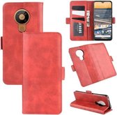 Voor Nokia 5.3 Dubbelzijdige magnetische gesp Horizontale flip lederen tas met houder & kaartsleuven en portemonnee (rood)