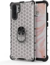 Voor Huawei P30 Pro schokbestendige honingraat PC + TPU ringhouder beschermhoes (wit)