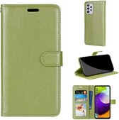 Voor Samsung Galaxy A52 5G Pure Kleur Horizontale Flip PU lederen tas met houder & kaartsleuven & portemonnee & fotolijst (groen)