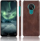 Voor Nokia 7.2 / 6.2 Shockproof Litchi Texture PC + PU Case (Bruin)