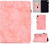 Voor Huawei MatePad T8 Marmer Stijl Doek Textuur Tablet PC Beschermende Lederen Case met Beugel & Card Slot & Pen Slot & Anti Slip Strip (Roze)