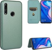 Voor Huawei P Smart Z / Y9 Prime (2019) Koolstofvezel Textuur Magnetisch Horizontaal Flip TPU + PC + PU lederen tas met kaartsleuf (groen)