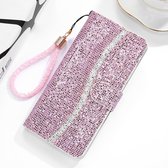 Voor Huawei P30 Pro Glitter Poeder Horizontaal Flip Leren Case met Kaartsleuven & Houder & Lanyard (Roze)