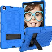 Voor Samsung Galaxy Tab A 10.1 (2019) / T510 Contrastkleur Robot Schokbestendig Siliconen + PC Beschermhoes met Houder (Blauw Zwart)