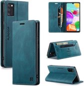 Voor Samsung Galaxy A41 AutSpace A01 Retro Skin-feel Crazy Horse Texture Horizontale Flip lederen tas met houder & kaartsleuven & portemonnee & RFID (blauw)