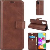 Voor Samsung Galaxy A41 (EU-versie) Retro kalfspatroon gesp Horizontale flip lederen tas met houder & kaartsleuven en portemonnee (donkerbruin)