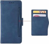 Wallet Style Skin Feel Kalfspatroon lederen tas voor Samsung Galaxy Note10 + / Note10 + 5G, met aparte kaartsleuf (blauw)