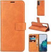 Voor Samsung Galaxy S21 + 5G Retro Kalfspatroon Gesp Horizontale Flip Leren Case met Houder & Kaartsleuven & Portemonnee (Geel)
