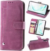 Voor Galaxy Note 10 Rotary Card Matte PU Leather Case met Card Slots & Photo Frame & Holder (Magenta)