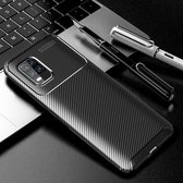 Voor Xiaomi Mi 10 Lite 5G Carbon Fiber Texture Shockproof TPU Case (Zwart)
