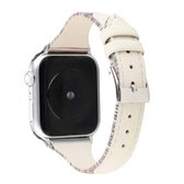 Voor Apple Watch Series 5 & 4 44mm / 3 & 2 & 1 42mm stiksels strepen lederen band horlogeband (wit)