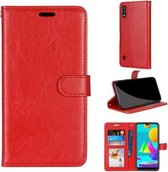 Voor Samsung Galaxy M01 Pure Color Horizontale Flip PU lederen tas met houder & kaartsleuven & portemonnee & fotolijst (rood)