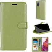 Voor Samsung Galaxy S20 FE 5G Pure Color Horizontale Flip PU lederen tas met houder & kaartsleuven & portemonnee & fotolijst (groen)