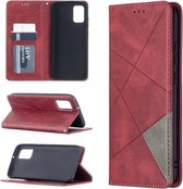 Voor Samsung Galaxy A02s (EU-versie) Rhombus Texture Horizontale flip magnetische lederen tas met houder & kaartsleuven en portemonnee (rood)