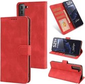 Voor Samsung Galaxy S21 + 5G Fantasie Klassiek Huidgevoel Kalfsleer Textuur Magnetische gesp Horizontale Flip PU lederen tas met houder & kaartsleuf & portemonnee (rood)