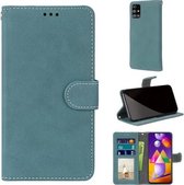 Voor Samsung Galaxy M31s Retro Frosted Horizontale Flip PU lederen tas met houder & kaartsleuven & portemonnee & fotolijst (blauw)