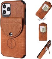 Voor iPhone 11 Pro Max schokbestendige houtstructuur TPU magnetische beschermhoes met kaartsleuf (bruin)