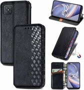Voor OPPO A92S Cubic Grid Pressed Horizontal Flip Magnetic PU Leather Case met houder & kaartsleuven & portemonnee (zwart)