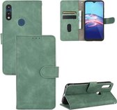 Voor Motorola Moto E (2020) Effen kleur Skin Feel Magnetische gesp Horizontale flip kalftextuur PU lederen tas met houder & kaartsleuven & portemonnee (groen)